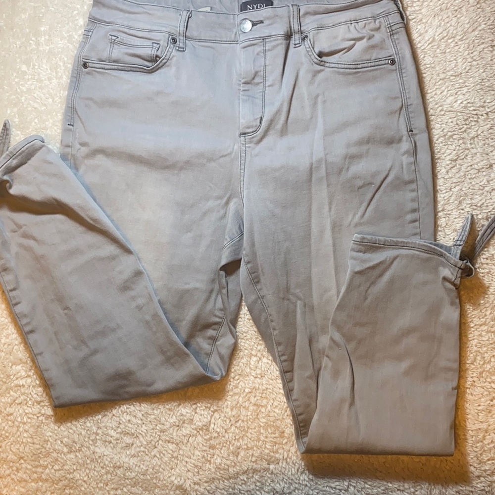 Beautiful gray NYDJ jeans with ankle tie
